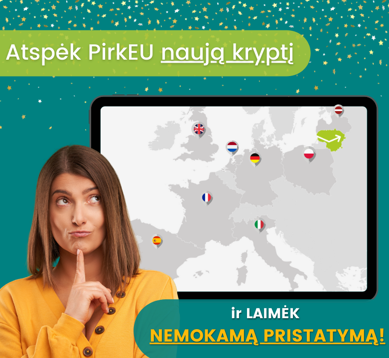 Atspėk PirkEU naują kryptį ir laimėk NEMOKAMĄ PRISTATYMĄ!