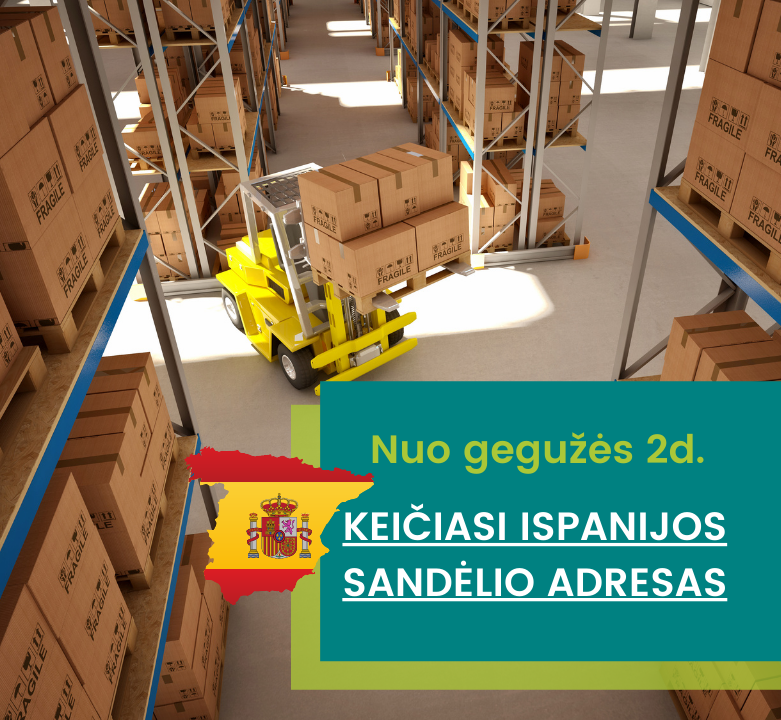 Keičiasi Ispanijos sandėlio adresas!